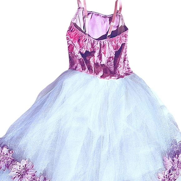 Revolution Velvet, Lace, Tulle, & Sequins Long Tutu Ballet Dress w/ Floral Trim - Picture 3 of 6